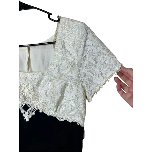 VIntage Scott McClintock 80s 90s Floral‎ Lace Short Sleeve Mini Dress Size 8 - Image 6