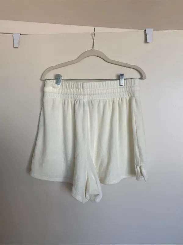 ASOS Cream Drawstring Lounge Shorts | Terry Cloth Shorts - Image 6