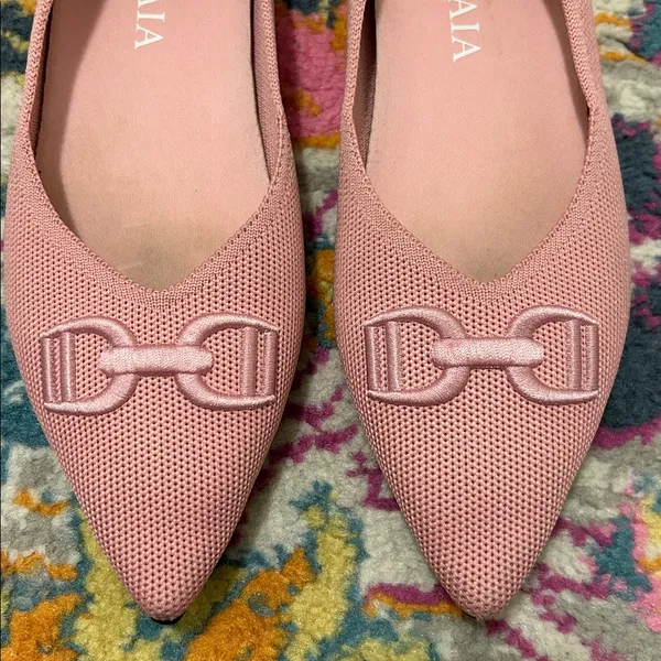 VIVAIA Pointed-Toe Flats Ena 2.0 Pink Embroidered Horsebit Size EU 37, US 6.5 - Image 7