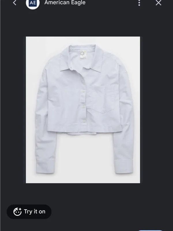 NWOT Offline by Aerie Cropped Button Down Long-Sleeve Shirt in White - Image 2