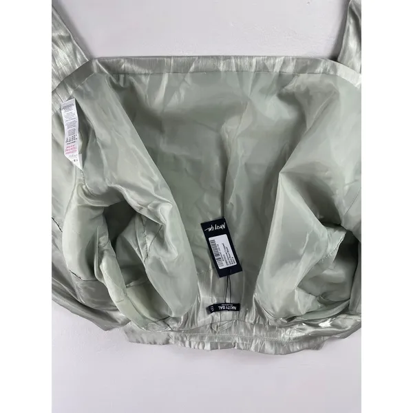 Nasty Gal Satin Cropped Blazer Size 4 Mint Shimmer New With Tag - Image 7
