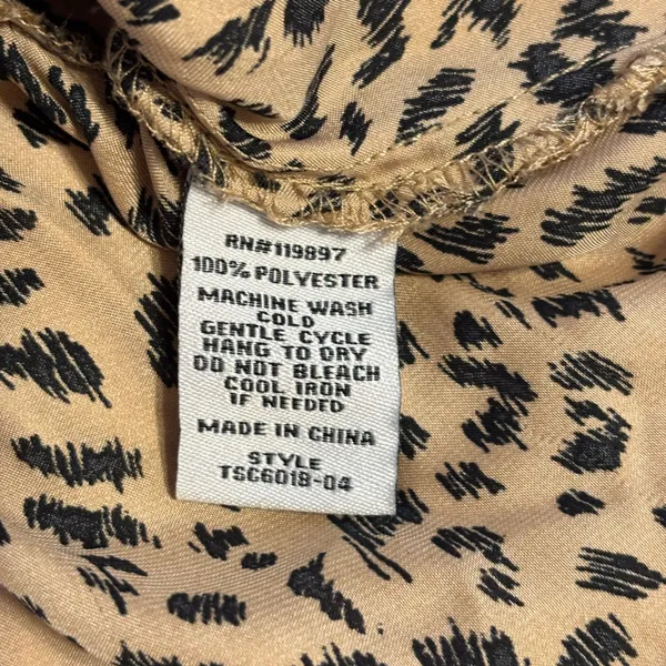 Eclair Abstract Animal Print Peplum Blouse Size Medium Brown - Image 3