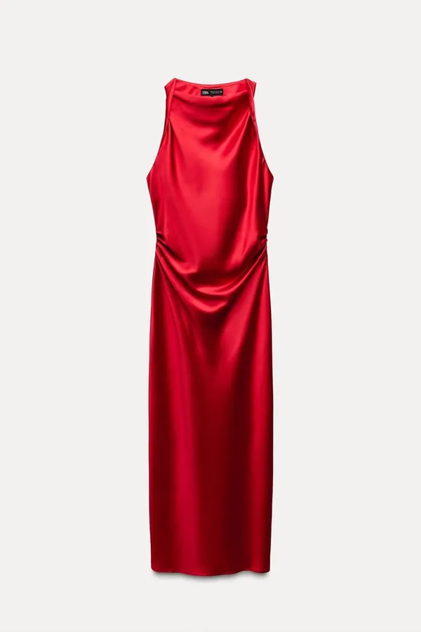 Zara dress Maxi Red satin Lingerie Fitted wedding Party - Image 15