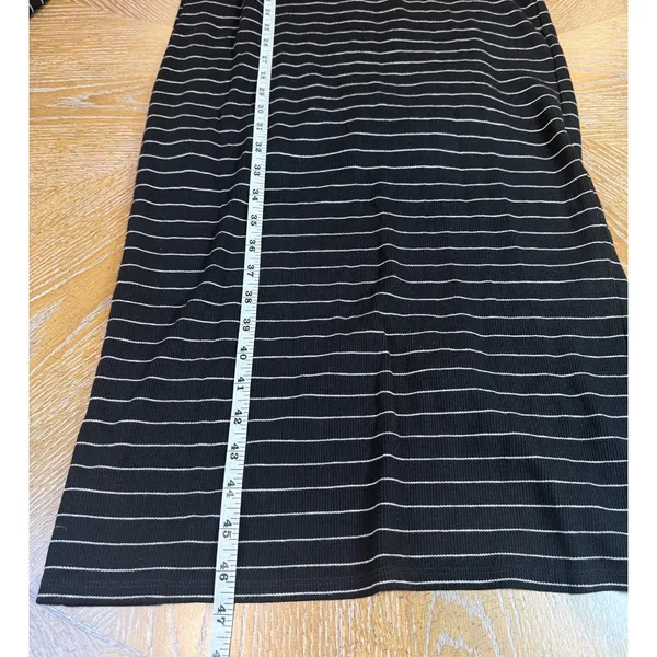 Marine Layer Lexi Ribbed Midi Dress Black White Striped Long Sleeve Size M - Image 8