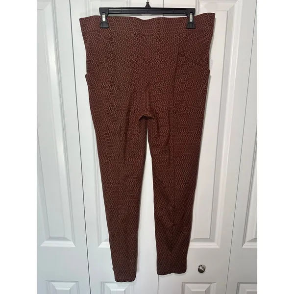 Betabrand Journey Dress Pant Yoga Pants Women XL Long Brown Diamond Print Skinny - Image 2