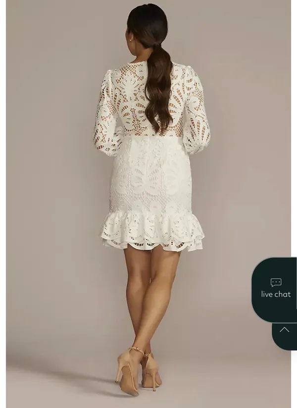Long sleeve lace white dress - Image 2