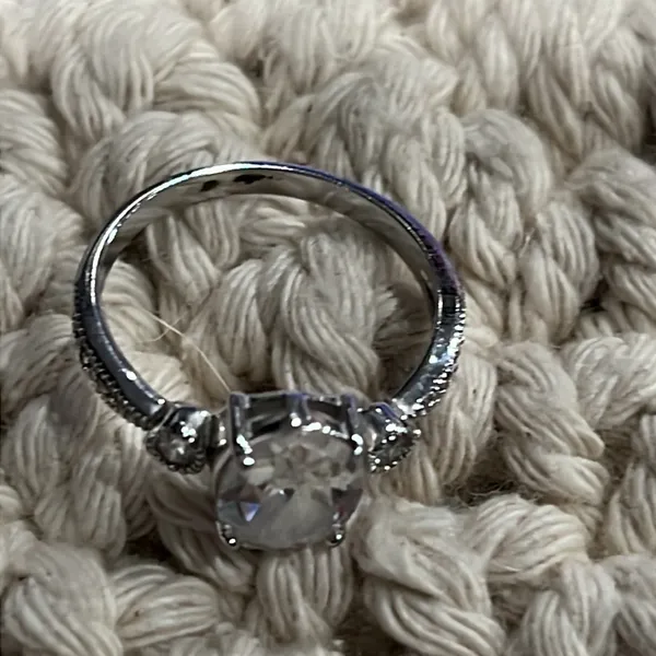 CZ Silver Engagement Ring Size 10 - Image 3