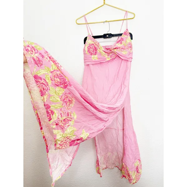 Maaji Chintz Floral Lisse Long Maxi Dress Size Large Wrap Front Tie Back Vacay - Image 11