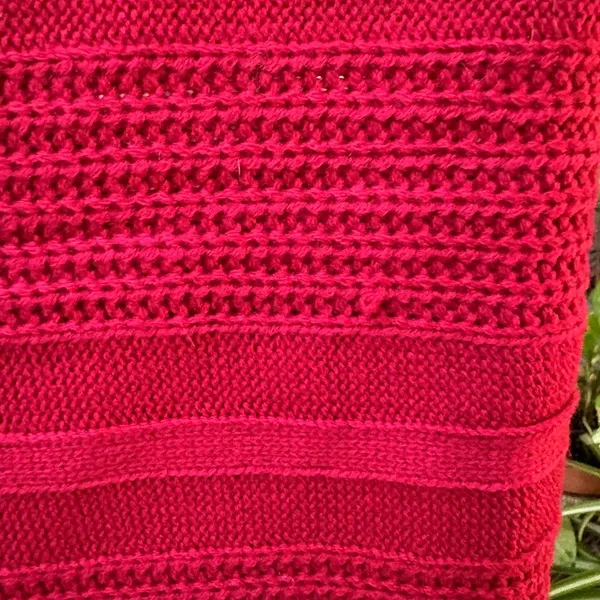 Unisex Red Cotton Knit Infinity Scarf, Tunnel Neck - Image 6