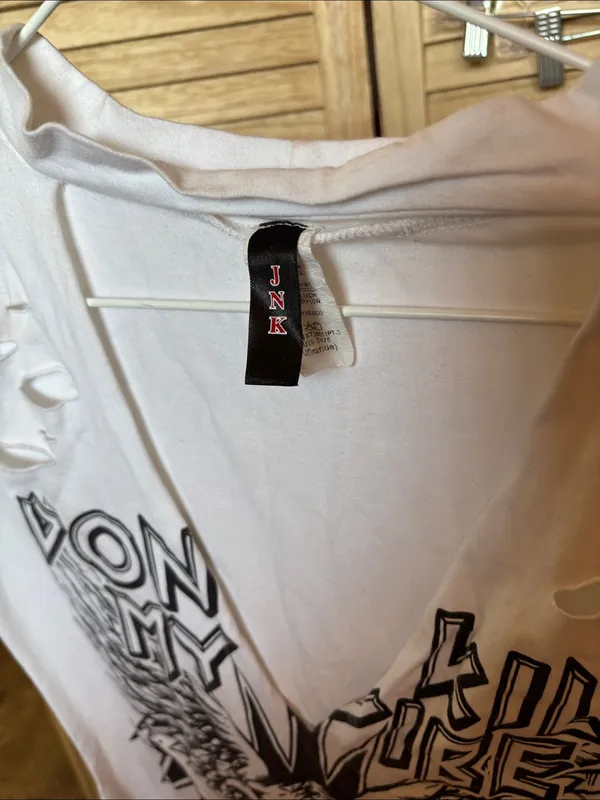 Women’s White Graphic V-Neck Tee - Don’t Kill My Vibe Junior Large - Image 7