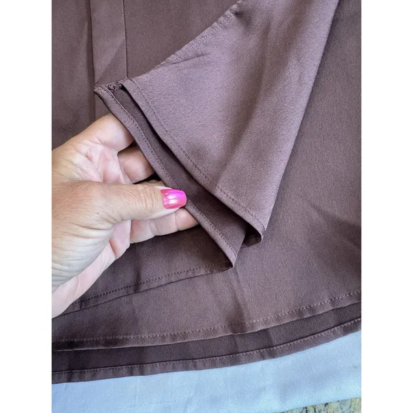 Abercrombie Fitch Satin Slip v neck Midi Dress Womens M Brown Strappy Sleeveless - Image 9