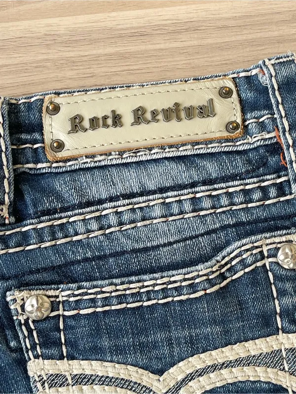 Rock Revival Distressed Blue Denim Cutoff Shorts - Image 7