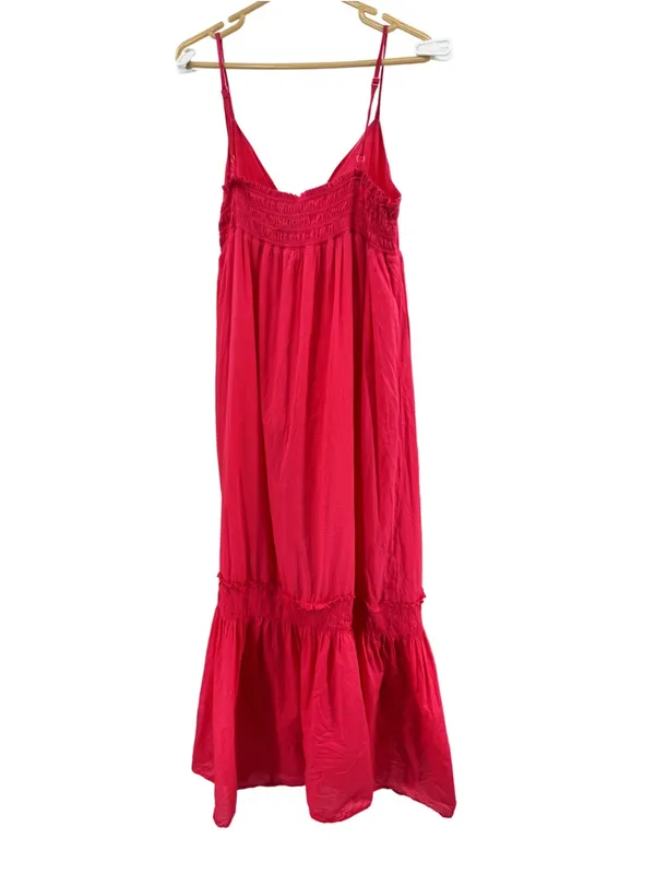 New York & Company Hot Pink sundress maxi tiered Smocked back summer vacation XL - Image 2