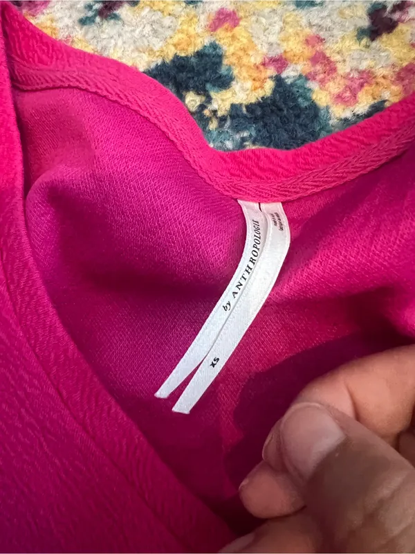 Anthro cinched front Women’s Short Sleeve Scoop Neck Top - Fuchsia Pink - Image 7
