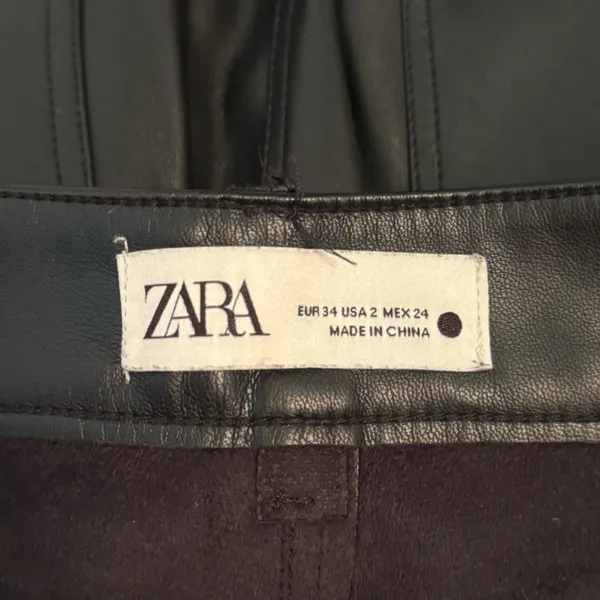 Zara Faux Leather Wide Leg Pants in Black - Image 4