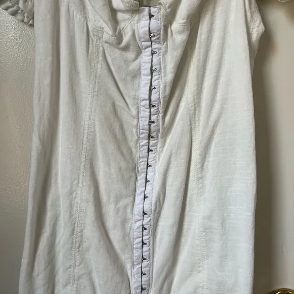 Urban outfitters white linen dress Britney hook and eye - Image 6