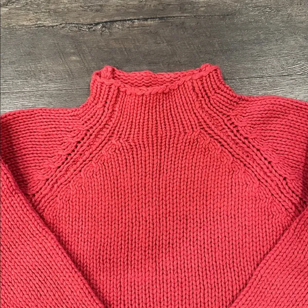 American Eagle Outfitters XL Coral Vintage‎ Y2K Wool Open Knit Mockneck Sweater - Image 2