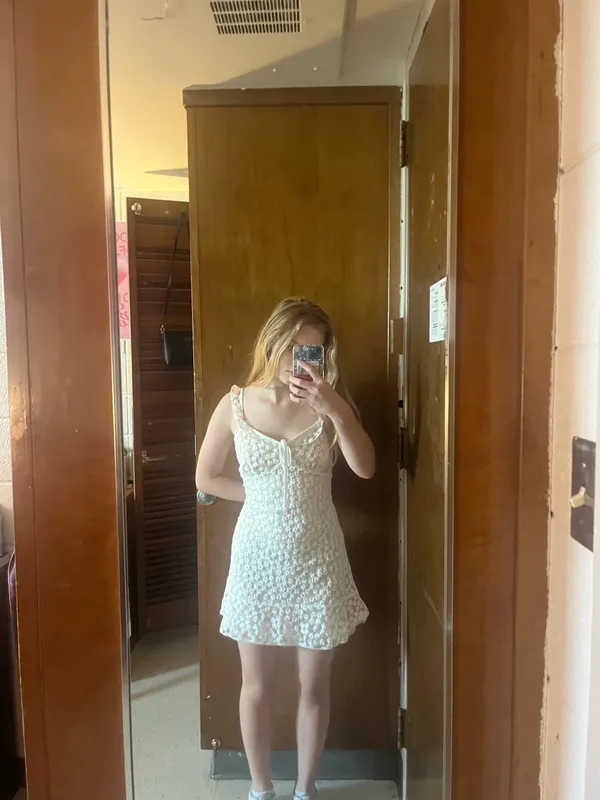 Charmaine White Embroidered Mini Dress from Lulus. Size small - Image 3