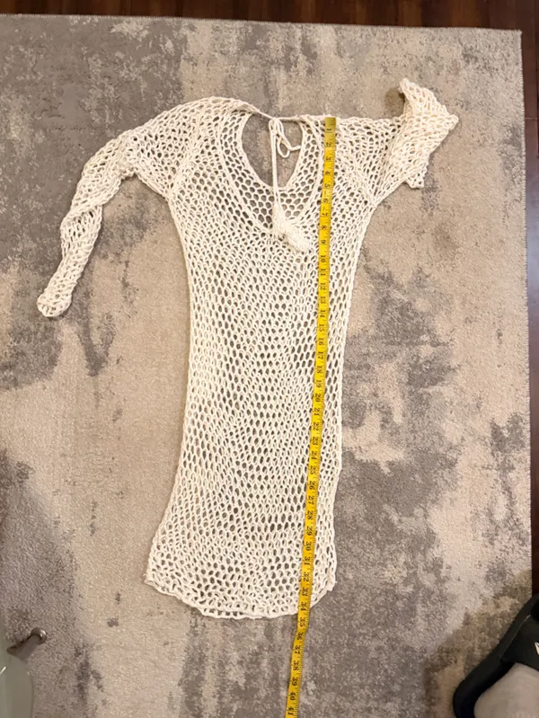 Women's Cream Crochet Beach Cover-Up Dress - Image 5