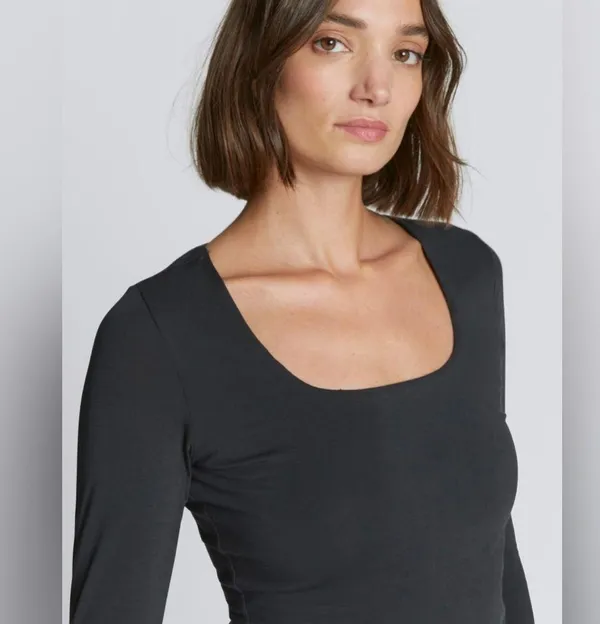 NWT Everlane The Long-Sleeve Supima® Square-Neck Bodysuit - Image 3