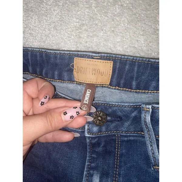 Driftwood Candace Crop Jeans Womens 28 Blue Scalloped Hem Stretch Denim Classic - Image 4