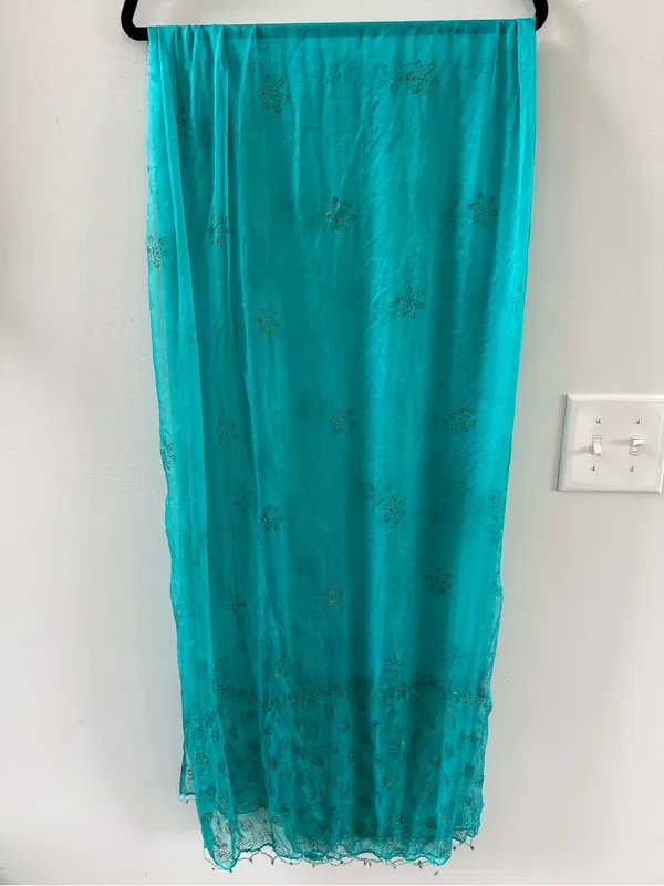 Sheer Turquoise Women's Swim Cover-Up- stroll to tie - Image 2