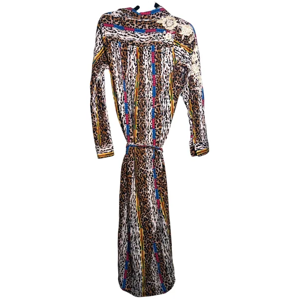 Savanna Jane Leopard Print Embroidered Maxi Dress Small‎ Boho Western - Image 2