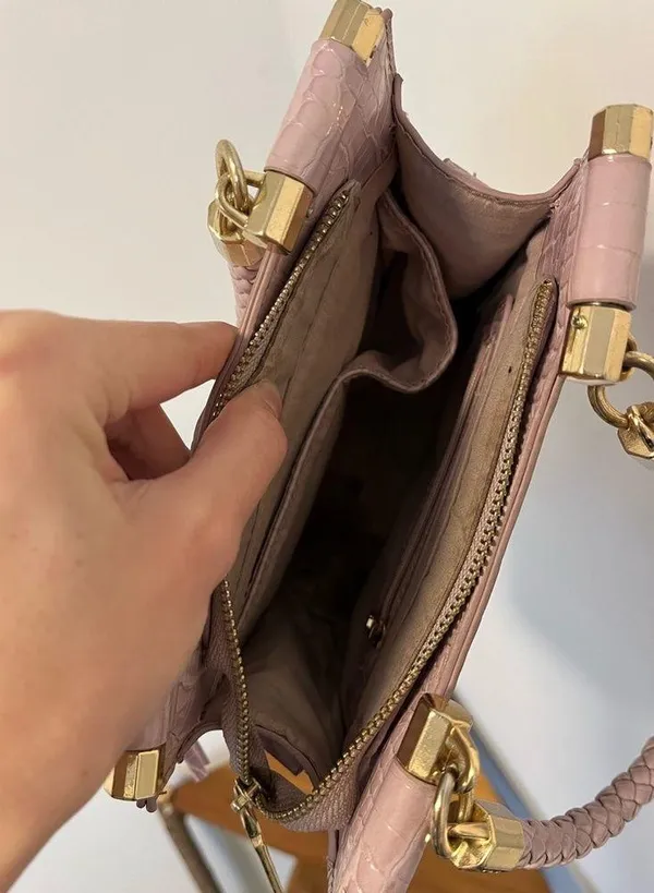 bebe light pink lavender faux crocodile mini purse - Image 8
