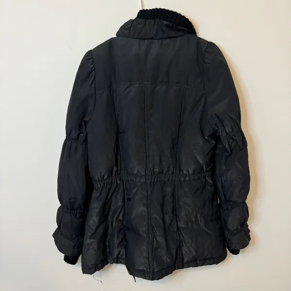 Free People We The Free Black Puffer Jacket Size Medium Black Floral Coat - Image 8