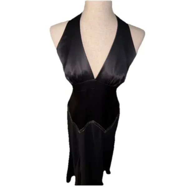 BCBG MaxAzria BCBG Paris Black Silk Halter Gown Sz 6 NWT Prom Wedding Gala Sexy - Image 4