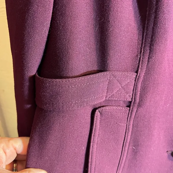 Rich Purple Structured Trench Coat with Military Design and Wide Lapel - Image 5