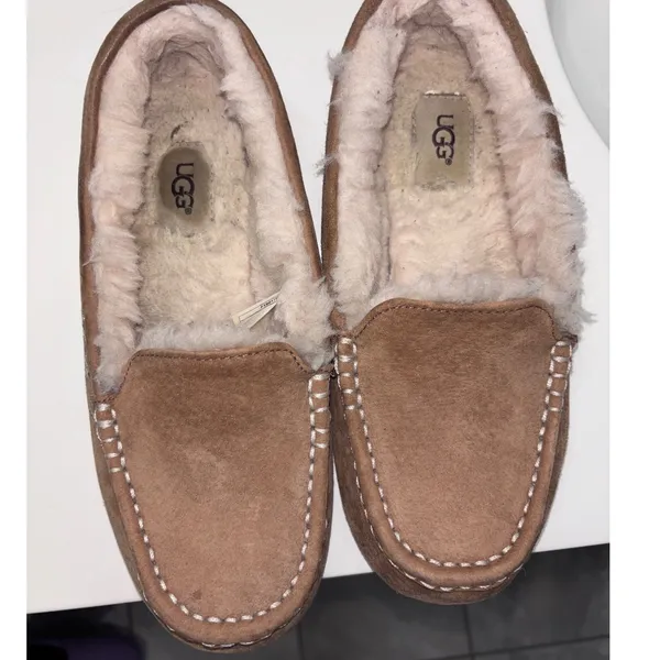 UGG Ansley Chestnut Suede Wool Lined Moccasin‎ Slippers Womens 8 3312 - Image 2