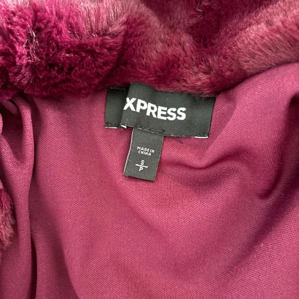 Express Maroon Fuzzy Jacket - Image 4