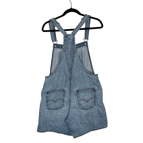 Levi's Denim Shortalls Women S Blue Light Wash Good Two Horse Brand Overalls - Image 3