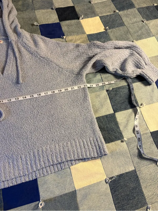SO Brand Chenille Hooded Pullover Sweater - Soft Blue Gray XXL - Image 4