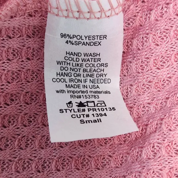 Pink Thermal Knit Top with Open Back Size Small Pink Waffle Knit Top - Image 6