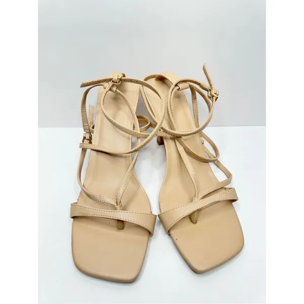 Open Edit Sandals‎ Size 9.5 Tan Robyn in Natural Square Toe Heels - Image 4