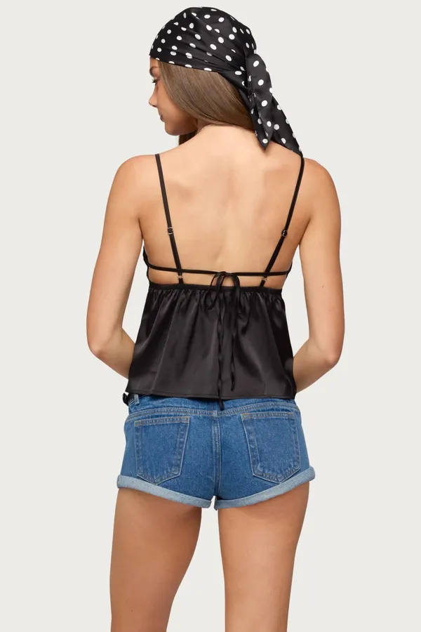 Edikted black satin tank - Image 4
