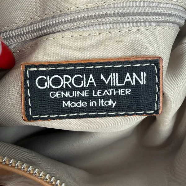 GIORGIA MILANI Crossbody‎ Bag Purse Shoulder Tan Italian Leather Western Conchos - Image 11