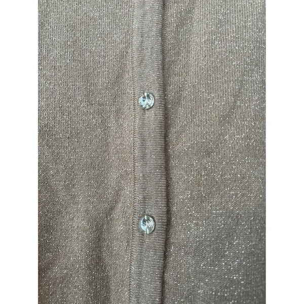 Cable & Gauge Womens Tan Glitter‎ Knit Cardigan Button Up Long Sleeve Top XLP - Image 2