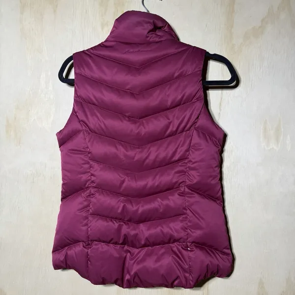 Eddie‎ Bauer Goose Down Puffer Vest Women's Small Pink 550 Fill Quilted Zip - Image 7