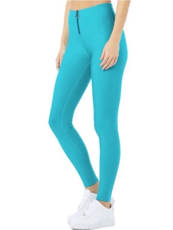 Alo Yoga Bright Aqua High-Rise Airlift Leggings with Front Zip - Image 2