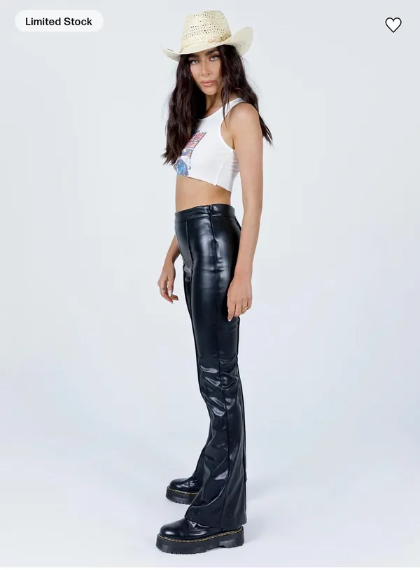 Princess Polly Leather Pants Black Faux - Image 6