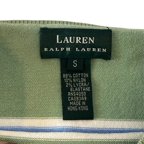 Lauren Ralph Lauren Sweater Vest Green Striped Knit Small Preppy Tennis Prep - Image 5