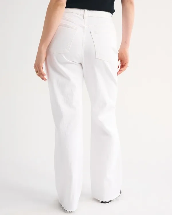 Abercrombie Curve Love High Rise 90s Relaxed Jean in White Destroy - Image 2