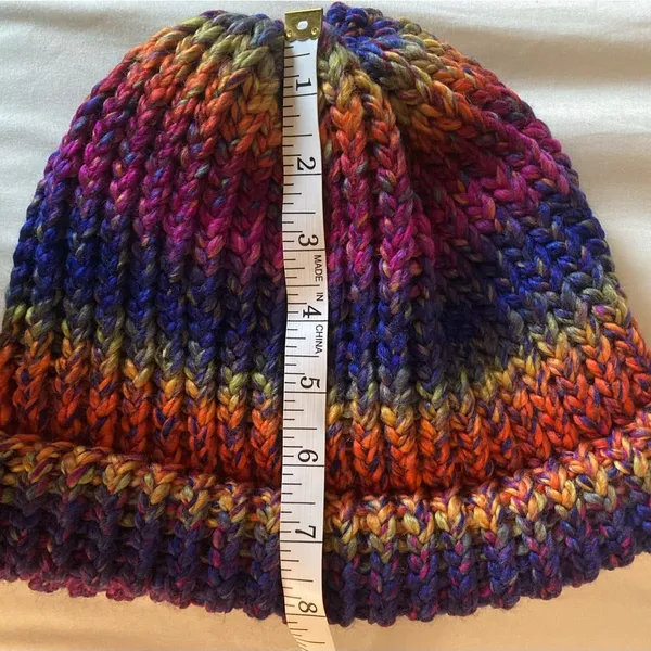 Handmade multicolor knit beanie hat for adults for winter Red - Image 7