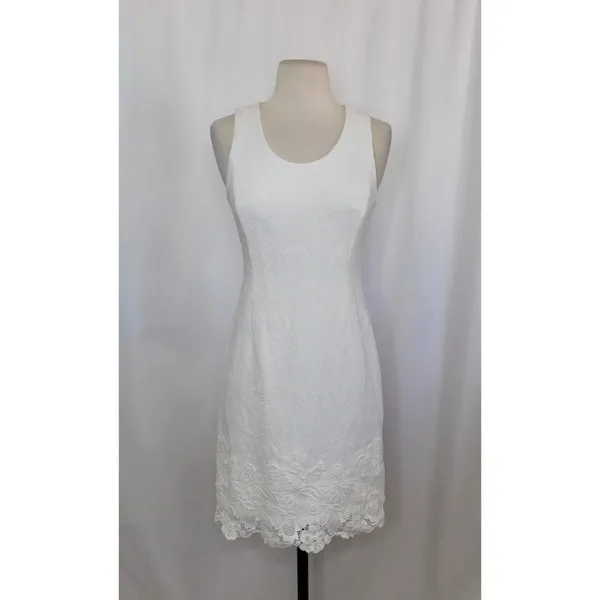 REBECCA TAYLOR Matelasse White Jacquard Lace Shift Dress Bridal Wedding Size 2 - Image 2