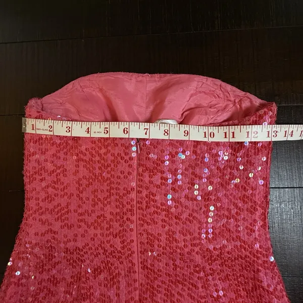 Jovani VTG Y2K Sequin Gown‎ Silk Mermaid Maxi Pink Prom Dress Evening Formal 0 - Image 6