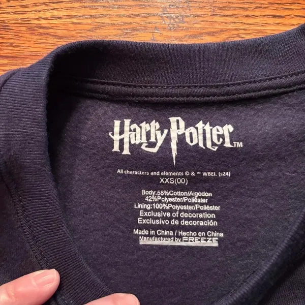 Harry Potter Hogwarts Sweatshirt Navy Women's Size XXS‎ - Image 3