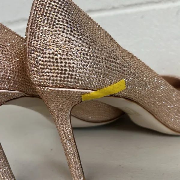 Jeffrey Campbell sz10 pink pointed toe rhinestone jewel heels shoes wedding prom - Image 5